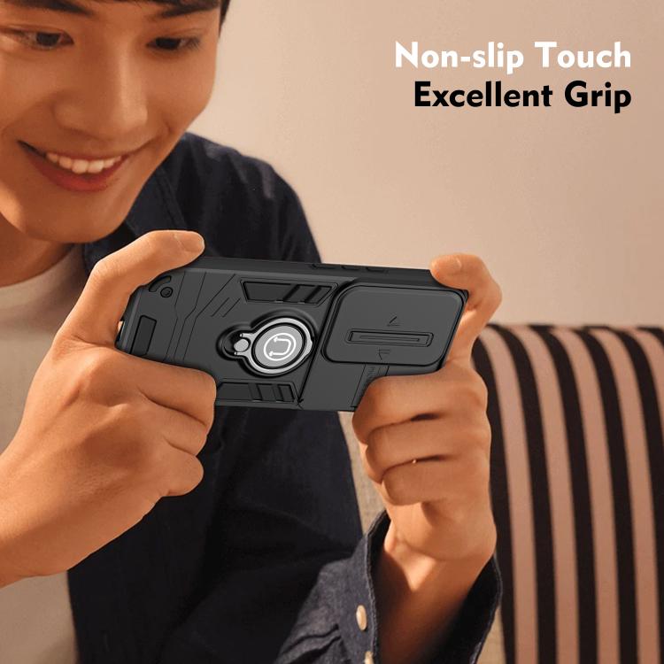 Funda para Teléfono Camshield con Soporte de Anillo para Infinix Hot 50 Pro+ 4G (Negra)