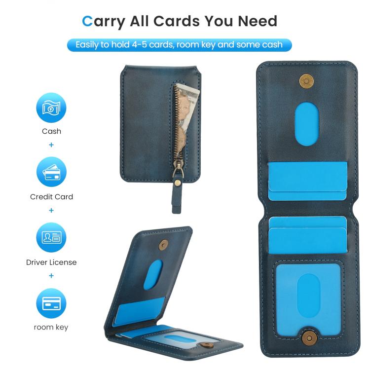 Funda de Cuero con Cremallera y Parte Trasera Magsafe Dividida Samsung Galaxy Z Fold4 (Azul)