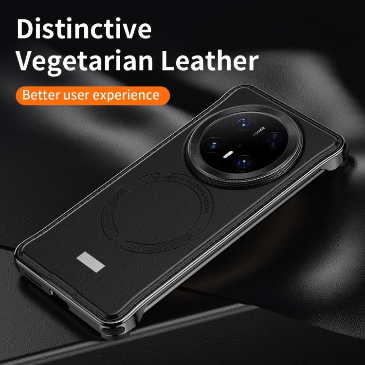 Funda de Cuero Magsafe para Huawei Mate 70 Pro (Negra) sin Marco de Metal