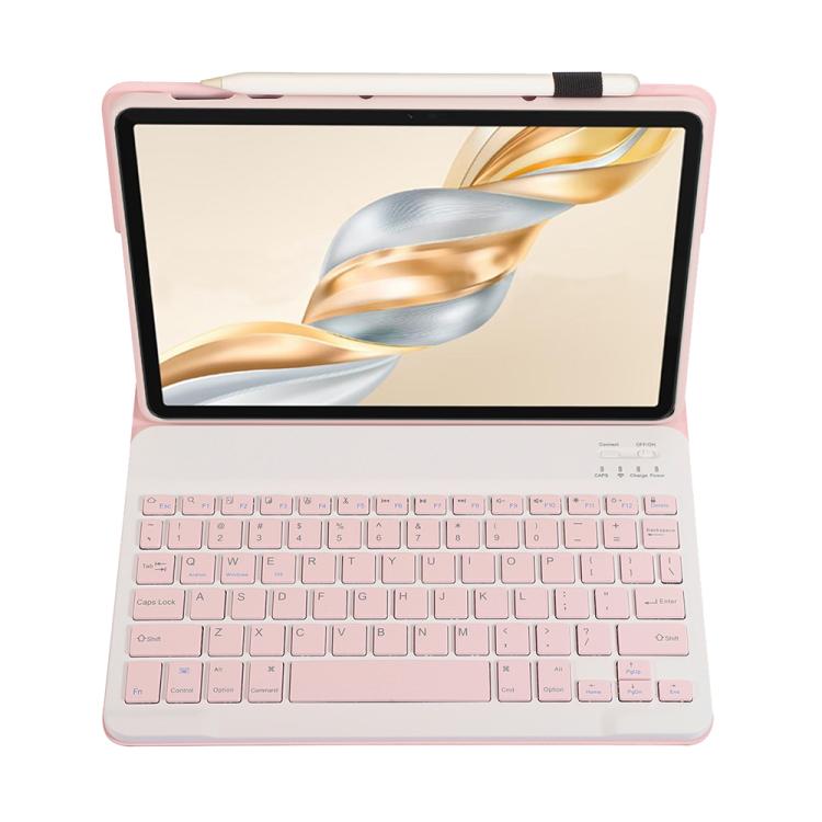 Funda de Cuero para Honor Pad X9 Pro 11.5 con Teclado Bluetooth Desmontable (Rosa y Blanco)