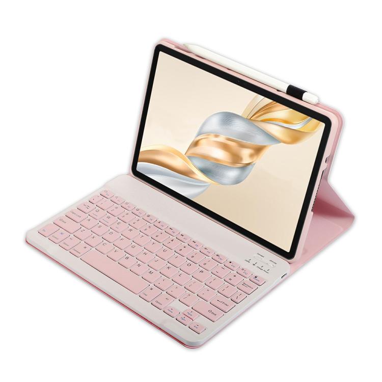 Funda de Cuero para Honor Pad X9 Pro 11.5 con Teclado Bluetooth Desmontable (Rosa y Blanco)