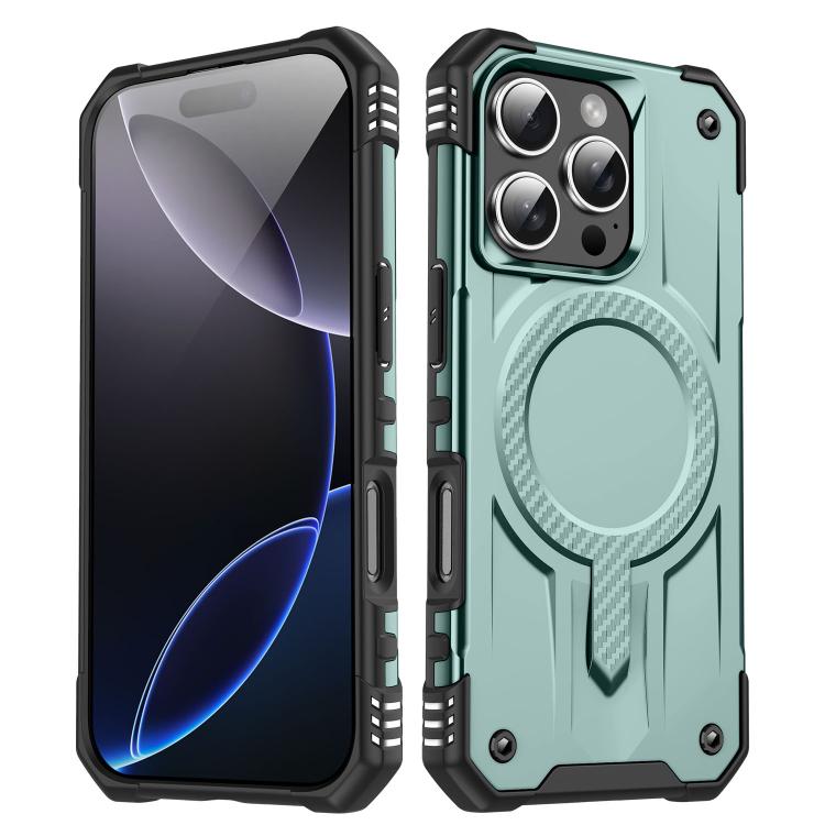 Funda híbrida TPU y PC Straship Magsafe para iPhone 16 Pro Max (Verde Medianoche)