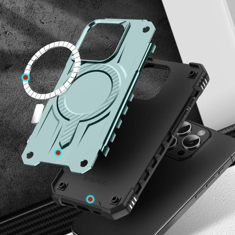 Funda híbrida TPU y PC Straship Magsafe para iPhone 16 Pro Max (Verde Medianoche)