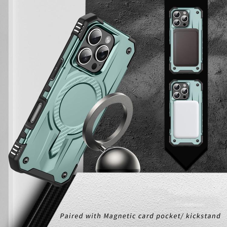 Funda híbrida TPU y PC Straship Magsafe para iPhone 16 Pro Max (Verde Medianoche)