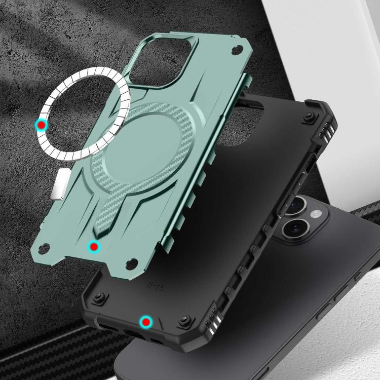 Funda híbrida TPU y PC Straship Magsafe para iPhone 14/13 (Verde Medianoche)