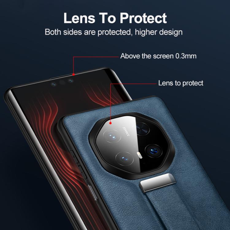 Funda para Teléfono Huawei Mate 70 Rs Ultimate Textura Cuero Híbrido Sulada PC a Prueba de Golpes (Rojo)