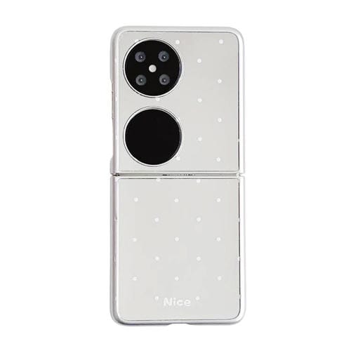 Funda Plegable Huawei Pocket 2 con Diseño de Lunares y Espejo (Blanca)
