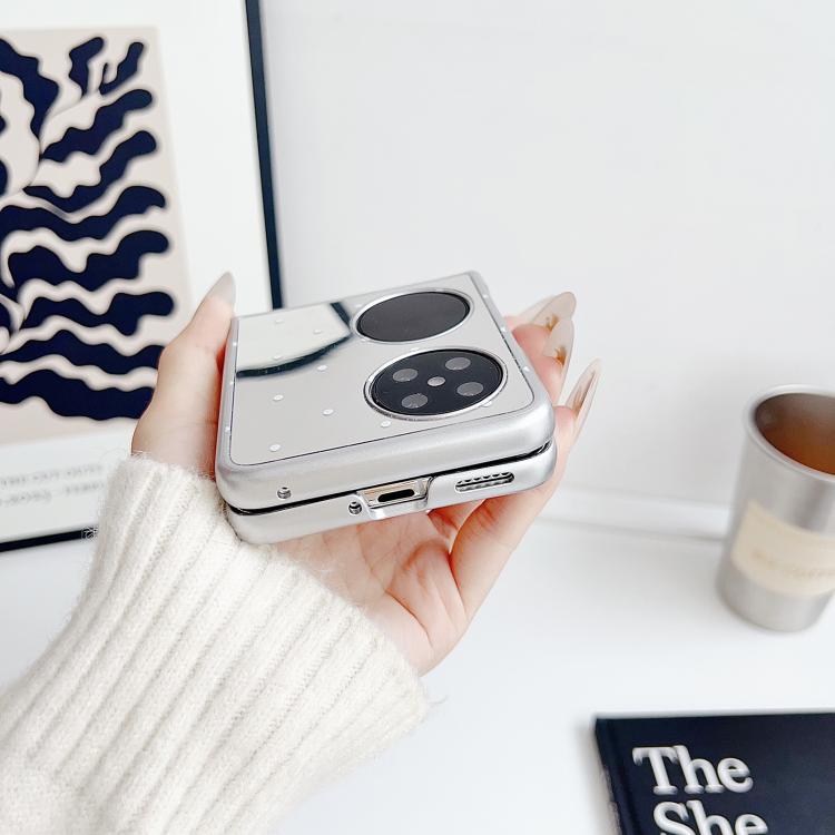 Funda Plegable Huawei Pocket 2 con Diseño de Lunares y Espejo (Blanca)