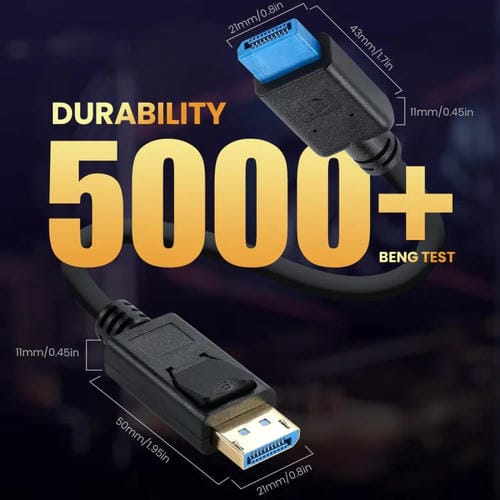 Cable de Conexión DisplayPort 8K DP1.4 Macho a Hembra para Pruebas de Dispositivos, 0,3 m
