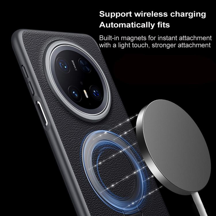 Funda de Cuero Sulada con Soporte Magnético Magsafe y Ventana Smart View para Huawei Mate 70 Pro/Mate 70 Pro+ (Marrón)