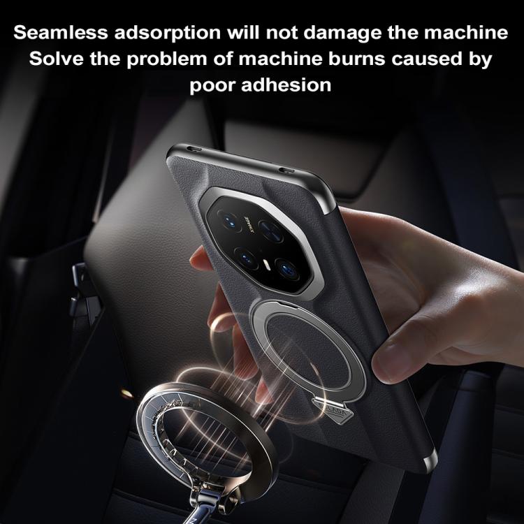 Funda de Cuero para Huawei Mate 70 Rs Ultimate con Soporte Magnético Magsafe y Ventana Inteligente (Marrón)