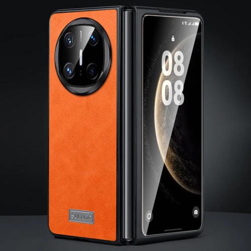 Funda Híbrida de Cuero y TPU para Huawei Mate X6 Sulada a Prueba de Golpes (Naranja)