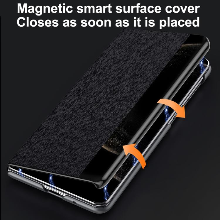 Funda Cuero Genuino Huawei Mate X6 Sulada Smart Series con Soporte y Ventana (Rojo)