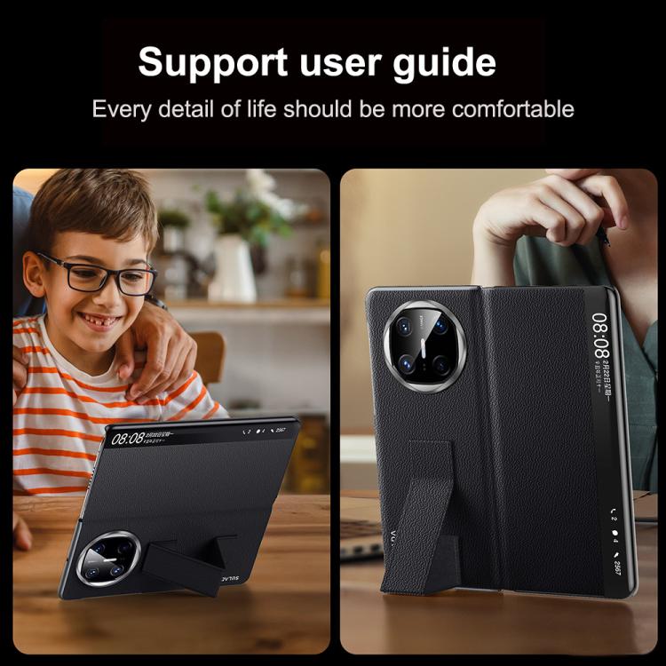 Funda Cuero Genuino Huawei Mate X6 Sulada Smart Series con Soporte y Ventana (Rojo)