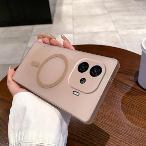 Funda para Teléfono de PC Magsafe con Orificios Finos para Vivo Iqoo Z9 Turbo (Dorada)