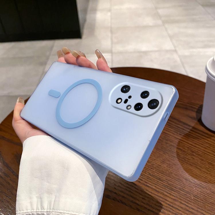 Funda para Teléfono Huawei P50 Pro con Orificio Fino, Antiniebla y Magsafe (Azul Transparente)