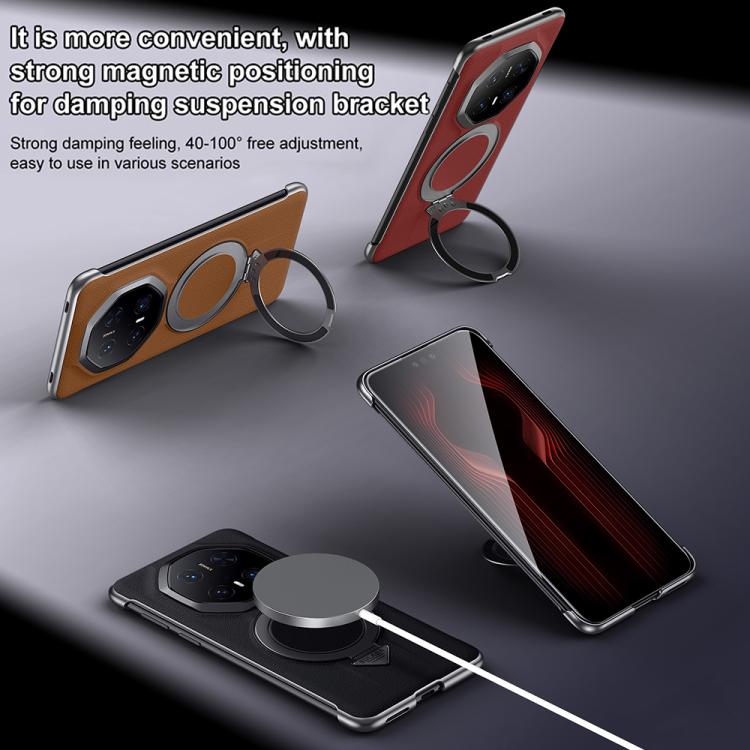 Funda para Teléfono Huawei Mate 70 Rs Ultimate con Soporte Magnético Magsafe de Cuero (Rojo)