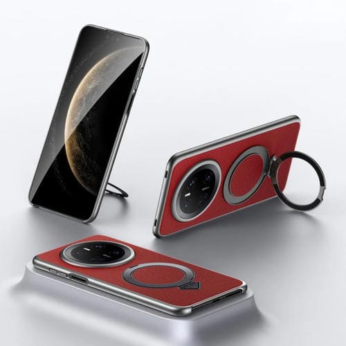 Funda para Teléfono Huawei Mate 70 con Soporte Magnético Magsafe de Cuero Sulada (Rojo)