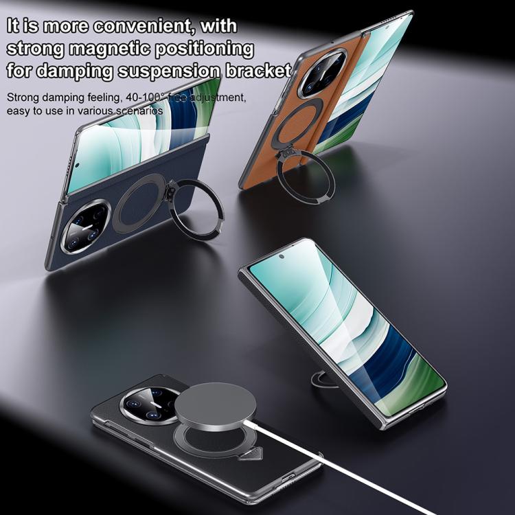 Funda para Teléfono Sulada con Soporte Magnético Magsafe de Cuero para Huawei Mate X6 (Azul)