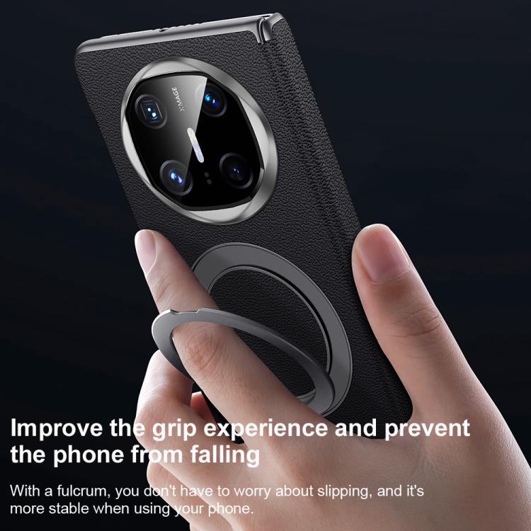 Funda para Teléfono Sulada con Soporte Magnético Magsafe de Cuero para Huawei Mate X6 (Azul)