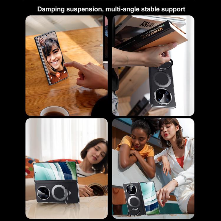Funda para Teléfono Sulada con Soporte Magnético Magsafe de Cuero para Huawei Mate X6 (Azul)