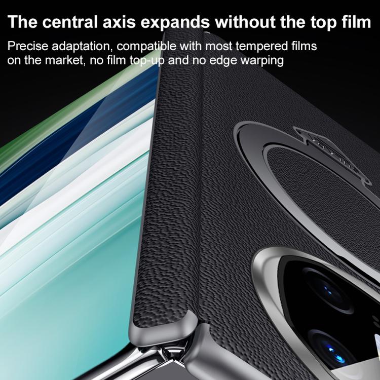 Funda para Teléfono Sulada con Soporte Magnético Magsafe de Cuero para Huawei Mate X6 (Azul)