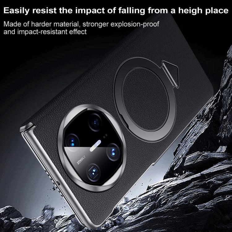 Funda para Teléfono Sulada con Soporte Magnético Magsafe de Cuero para Huawei Mate X6 (Azul)