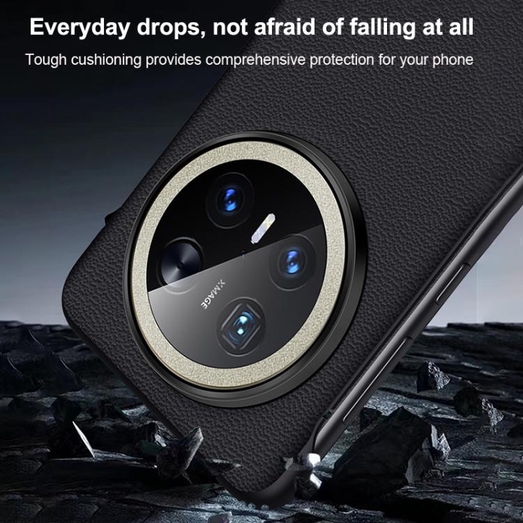 Funda híbrida PC con cuero de vaca para Huawei Mate 70 Sulada (Marrón)