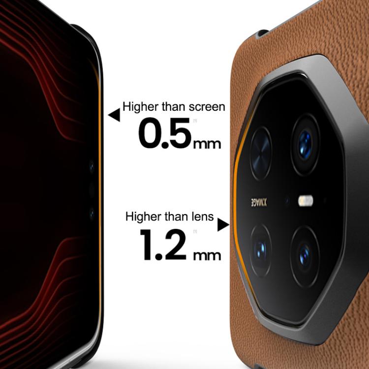 Funda híbrida de cuero de vaca para Huawei Mate 60 Rs Ultimate Sulada sin marco (Marrón)