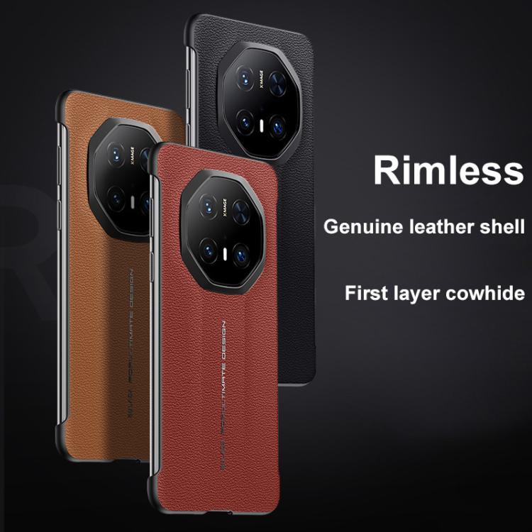 Funda híbrida de cuero de vaca para Huawei Mate 60 Rs Ultimate Sulada (Rojo)