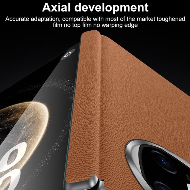 Funda Híbrida Cuero de Vaca con Capa Superior sin Marco para Huawei Mate X6 Sulada (Negro)