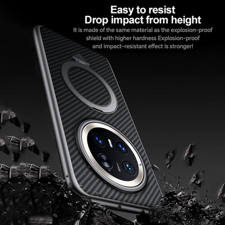 Funda para Teléfono Huawei Mate 70 con Soporte Magnético Magsafe y Textura Kevlar (Negra)