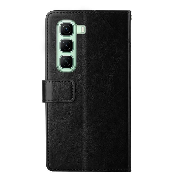 Funda de Cuero con Tapa y Patrón en Forma de Y para Infinix Hot 50 5G (Negro)