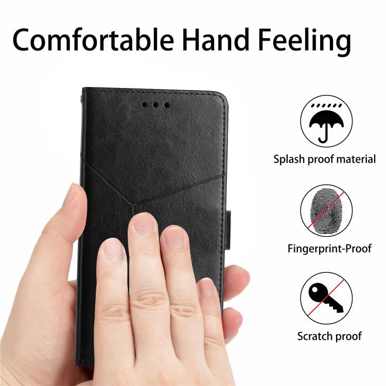 Funda de Cuero con Tapa y Patrón en Forma de Y para Infinix Hot 50 5G (Negro)