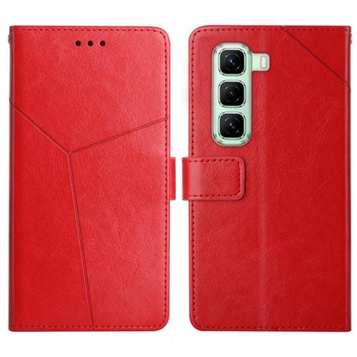 Funda de Cuero con Tapa y Patrón en Forma de Y para Infinix Hot 50 5G (Rojo)
