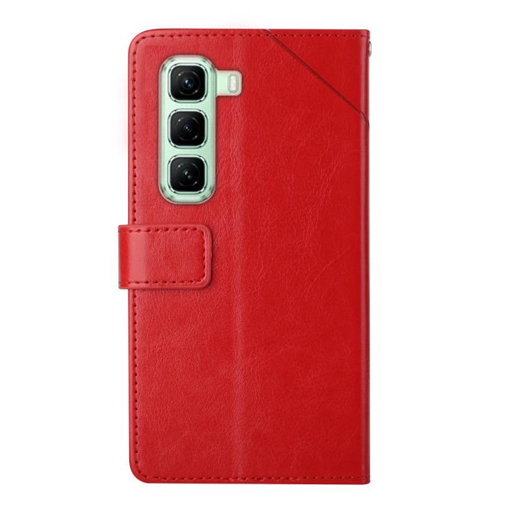 Funda de Cuero con Tapa y Patrón en Forma de Y para Infinix Hot 50 5G (Rojo)
