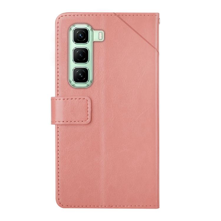 Funda de Cuero con Tapa y Patrón en Forma de Y para Infinix Hot 50 5G (Rosa)