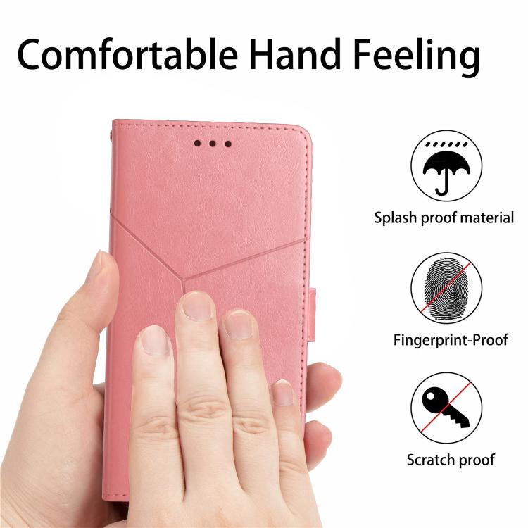 Funda de Cuero con Tapa y Patrón en Forma de Y para Infinix Hot 50 Pro 4G (Rosa)