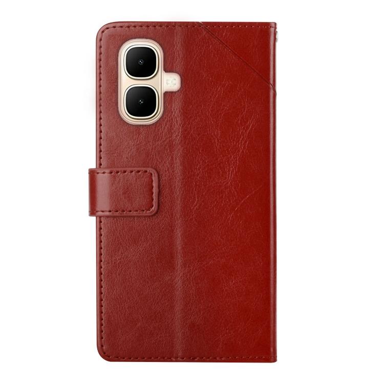 Funda de cuero con tapa en forma de Y para Infinix Smart 10 4G / Tecno Pop 10 (marrón)