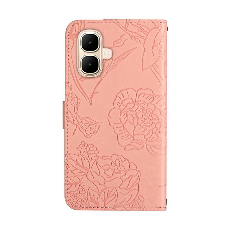 Funda de cuero con tapa y diseño de mariposas en relieve para Infinix Smart 10 4G / Tecno Pop 10 (rosa)