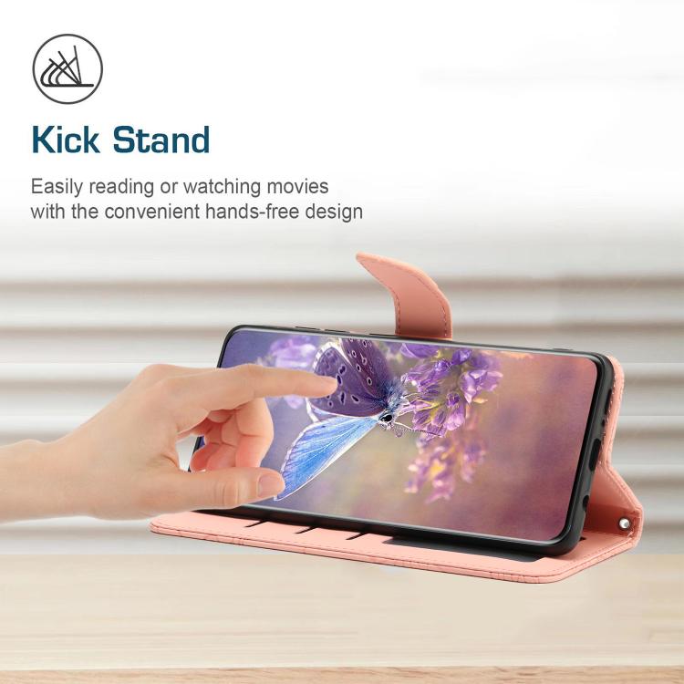Funda de cuero con tapa y diseño de mariposas en relieve para Infinix Smart 10 Plus 4G (rosa)