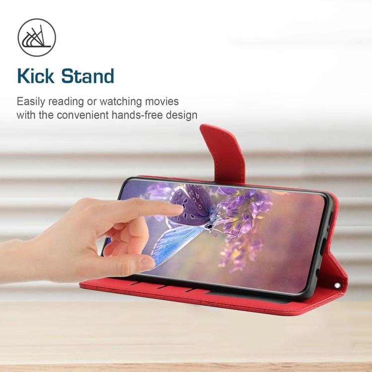 Funda de cuero con tapa y diseño de mariposas en relieve para Infinix Smart 10 Plus 4G (roja)