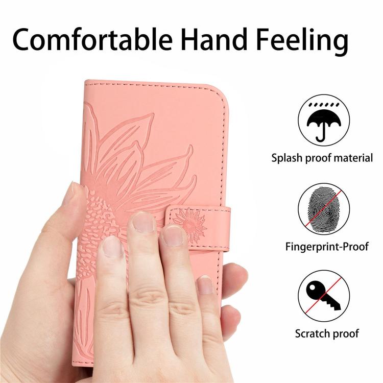Funda de Cuero con Tapa para Infinix Hot 50 Pro 4G Diseño Girasol en Relieve (Rosa)