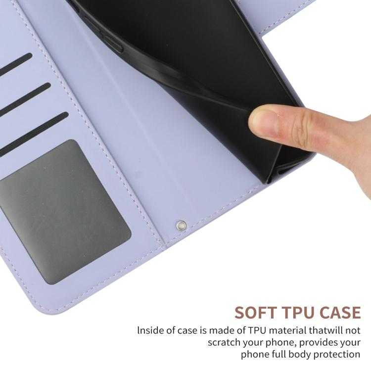 Funda de cuero con tapa y cordón para Infinix Smart 10 4G / Tecno Pop 10, con diseño de girasoles en relieve y tacto suave (morado)