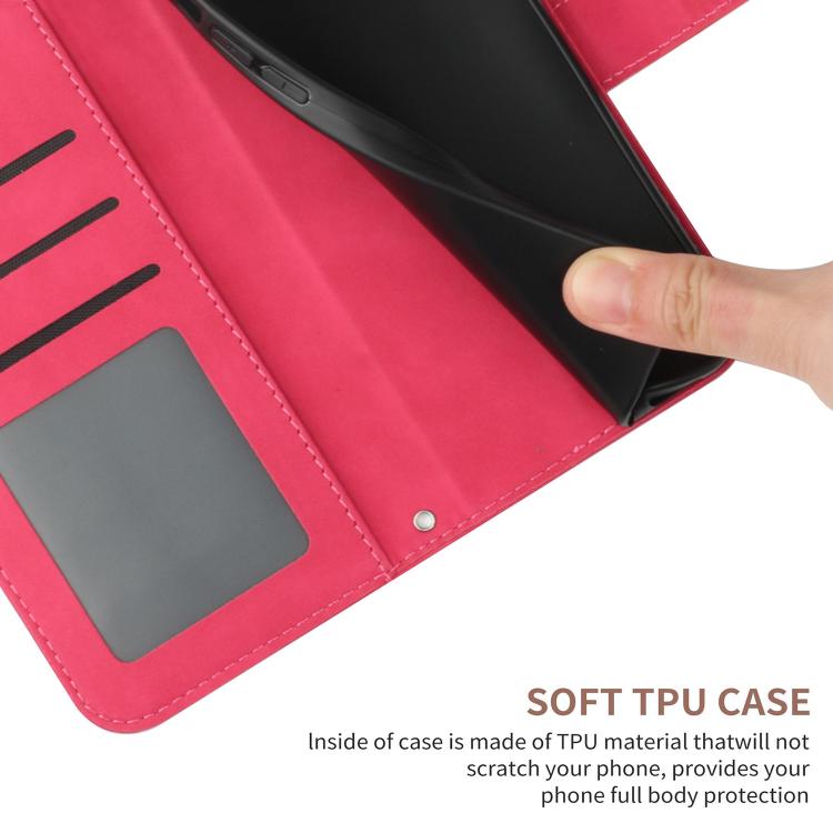 Funda de cuero con tapa y cordón para Infinix Smart 10 4G / Tecno Pop 10, con diseño de girasol en relieve y tacto suave (rosa rojo)
