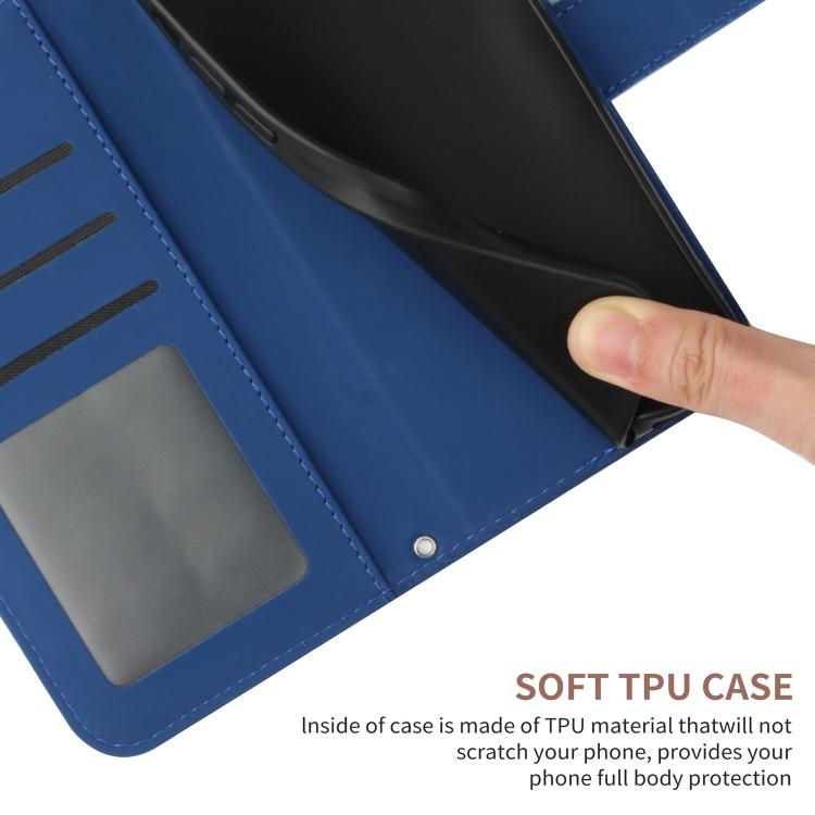 Funda de cuero con tapa y cordón para Infinix Smart 10 Plus 4G, con diseño de girasoles en relieve y tacto suave (azul oscuro)