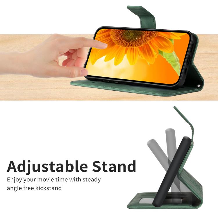 Funda de cuero con tapa y cordón para Infinix Smart 10 Plus 4G, con diseño de girasol en relieve y tacto suave (verde)