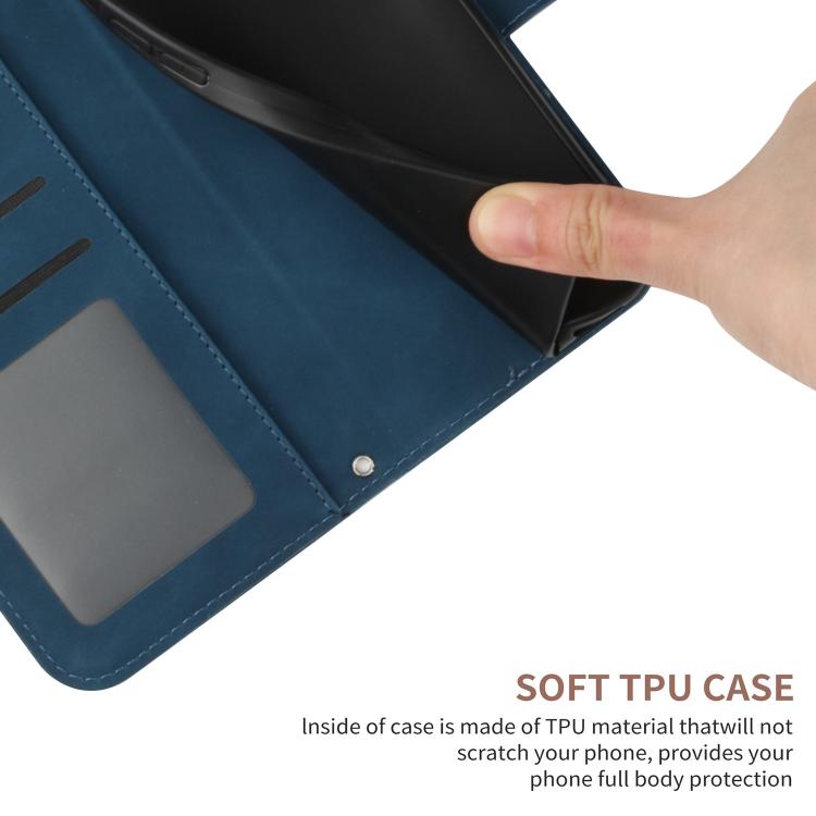 Funda de cuero con tapa y cordón para Infinix Smart 10 Plus 4G, con diseño de girasoles en relieve y tacto suave (azul tinta)