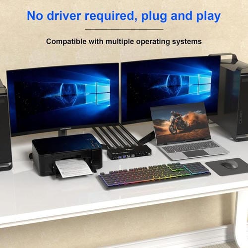 Conmutador KVM Dos Monitores DP USB3.0 4 Entradas 2 Salidas KC-KVM402DP 8K 30 Hz Enchufe UE