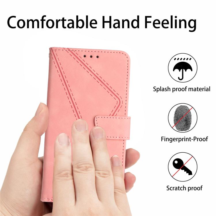 Funda de Cuero con Relieve y Costuras para Infinix Hot 50I 4G (Rosa)